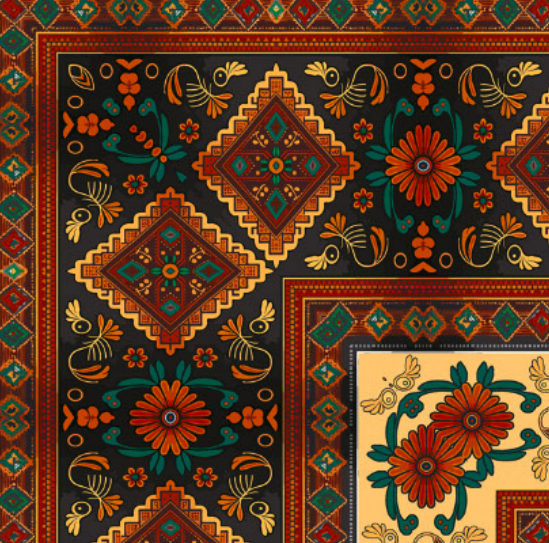 Wallex Carpet Moroccan CP-24 A (corner) tile face (from the Ceramic Centre catalogue)